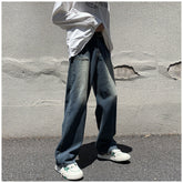Men Jeans Retro Loose Straight-Leg Wide-Leg Pants